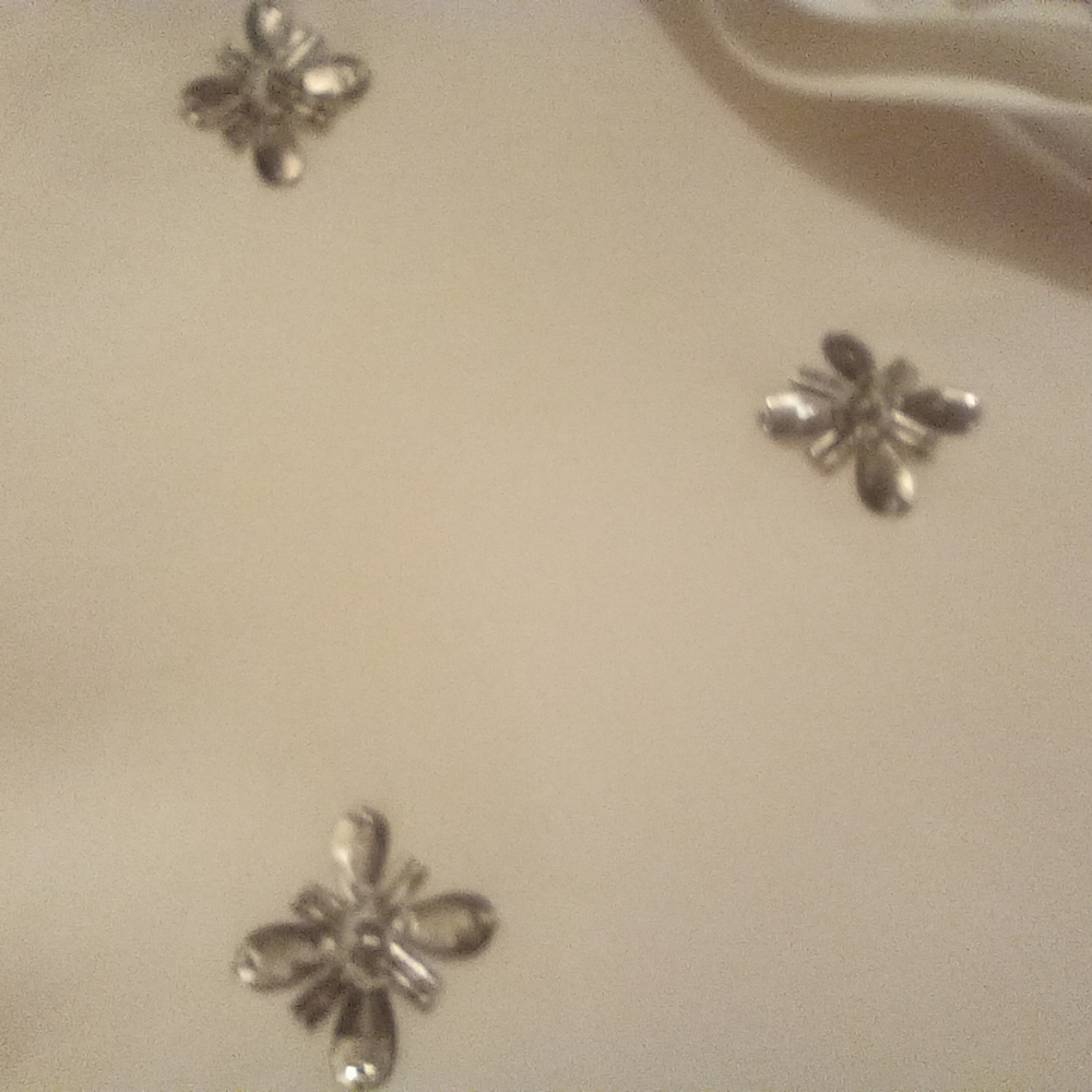 Chico's ButtonUp Blouse, Jeweled Butterflies Collar, 1/2 Sleeve, Ivory, S - Picture 9 of 14